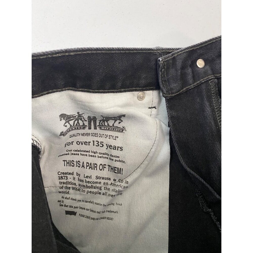 Levi's 505 Straight Fit Jeans Mens 32x34 Black Denim Regular Straight Leg - Picture 4 of 9